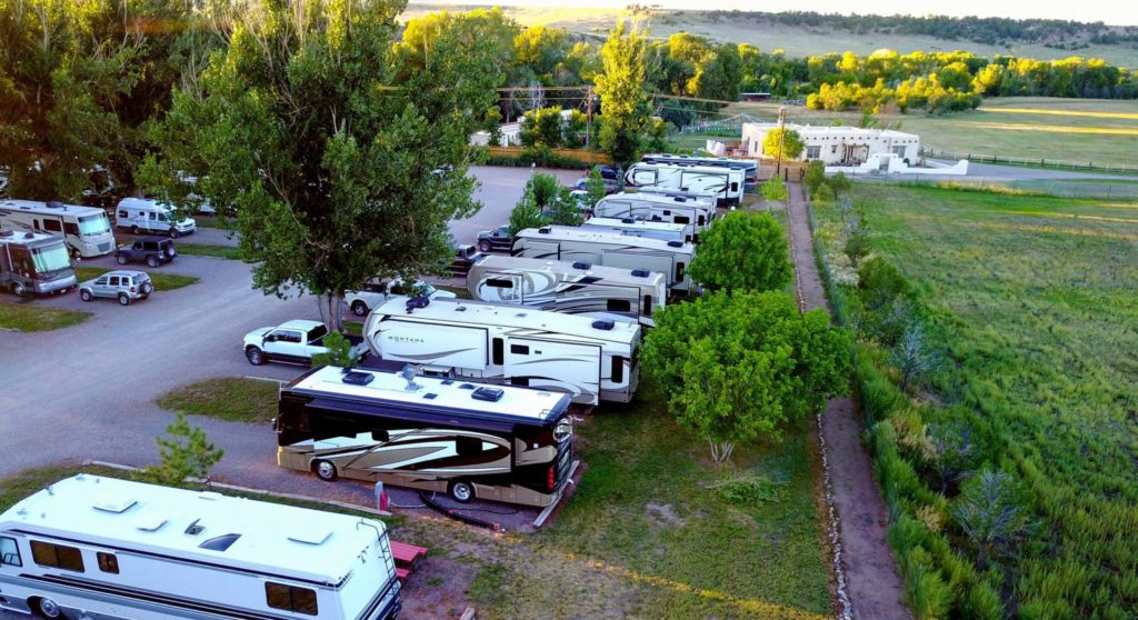 Aerial view of Circle the Wagons RV Park Campground