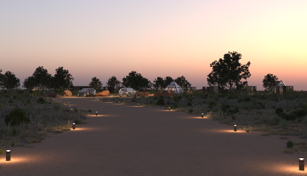 Conceptual design for luxury glamping resort development in Grand Canyon Junction, Arizona